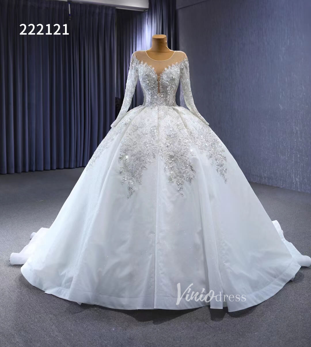 Luxury Beaded Dubai Wedding Gowns 222212-wedding dresses-Viniodress-Ivory-Custom Size-Viniodress