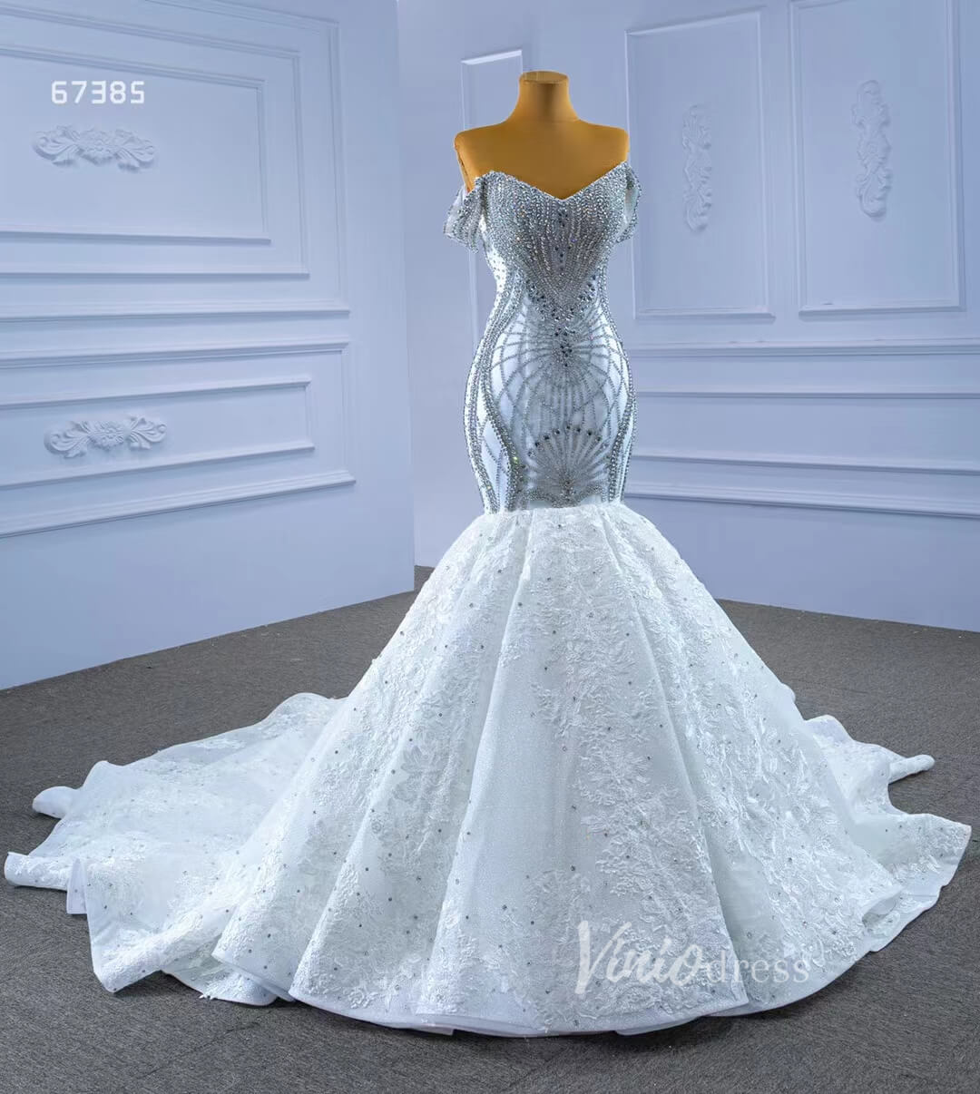 Luxury Beaded Lace Mermaid Wedding Dresses 2022-wedding dresses-Viniodress-Viniodress