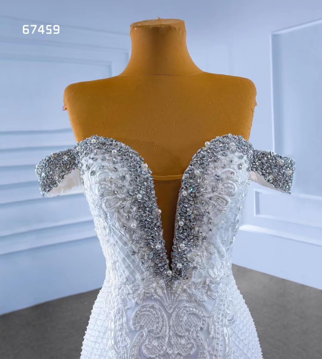 Luxury Beaded Mermaid Wedding Dresses Ruffled Bridal Gown 67459-wedding dresses 2025 -Viniodress-Ivory-Custom Size-