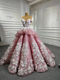 Luxury Beaded Pink Cinderella Ball Gown Sweet 15 Dress 66878 viniodress-Quinceanera Dresses-Viniodress-Viniodress