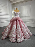 Luxury Beaded Pink Cinderella Ball Gown Sweet 15 Dress 66878 viniodress