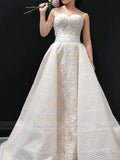Luxury Beaded Sequin Cathedral Wedding Dresses Vintage Bridal Gown VW1288