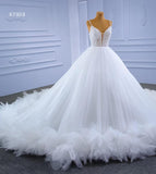 Luxury Beaded Tulle Ball Gown Wedding Dresses with Straps 67303-wedding dresses-Viniodress-Viniodress