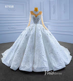 Luxury Dubai Wedding Dresses High Neck Modest Bridal Gown 67558