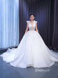 Luxury Dubai Wedding Dresses V-neck White Ball Gown 67534