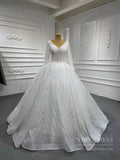 Luxury Pearl Wedding Ball Gown with Long Sleeves 67210