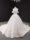 Luxury Sparkly Beaded Sequin Wedding Dresses with Cathedral Train VW1382