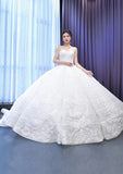 Luxury Strapless Ball Gown Sparkly Beaded Wedding Dress 67430 Viniodress