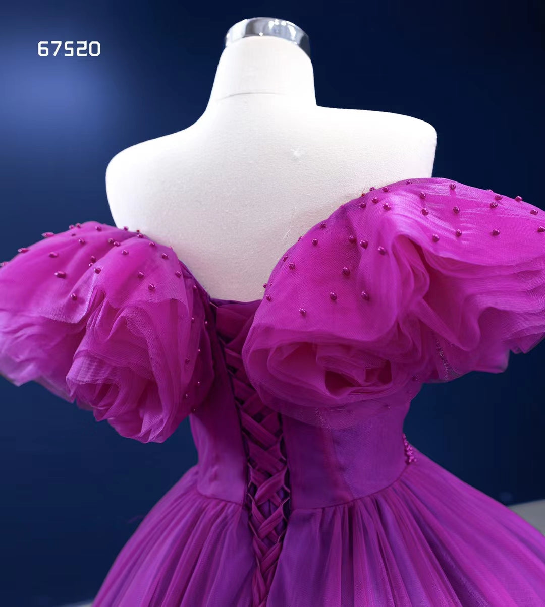 Magenta Cinderella Ball Gown Off the Shoulder Quince Dress 67520-Quinceanera Dresses-Viniodress-Viniodress