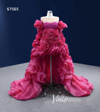 Magenta Ruffle Prom Dress High Low Pageant Dress 67565-wedding dresses-Viniodress-Viniodress