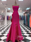 Magenta Spaghetti Strap Mermaid Prom Dresses with Ruffle Tail FD2742-prom dresses-Viniodress-Viniodress