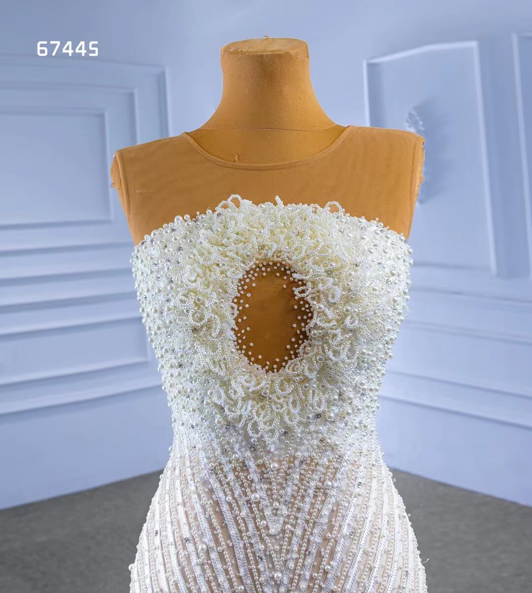 Mermaid Pearl Wedding Dresses Open Back 67445-wedding dresses 2025 -Viniodress-Champagne-Custom Size-