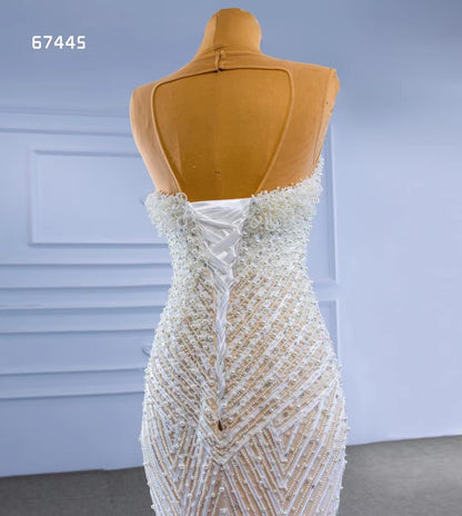 Mermaid Pearl Wedding Dresses Open Back 67445-wedding dresses 2025 -Viniodress-Champagne-Custom Size-