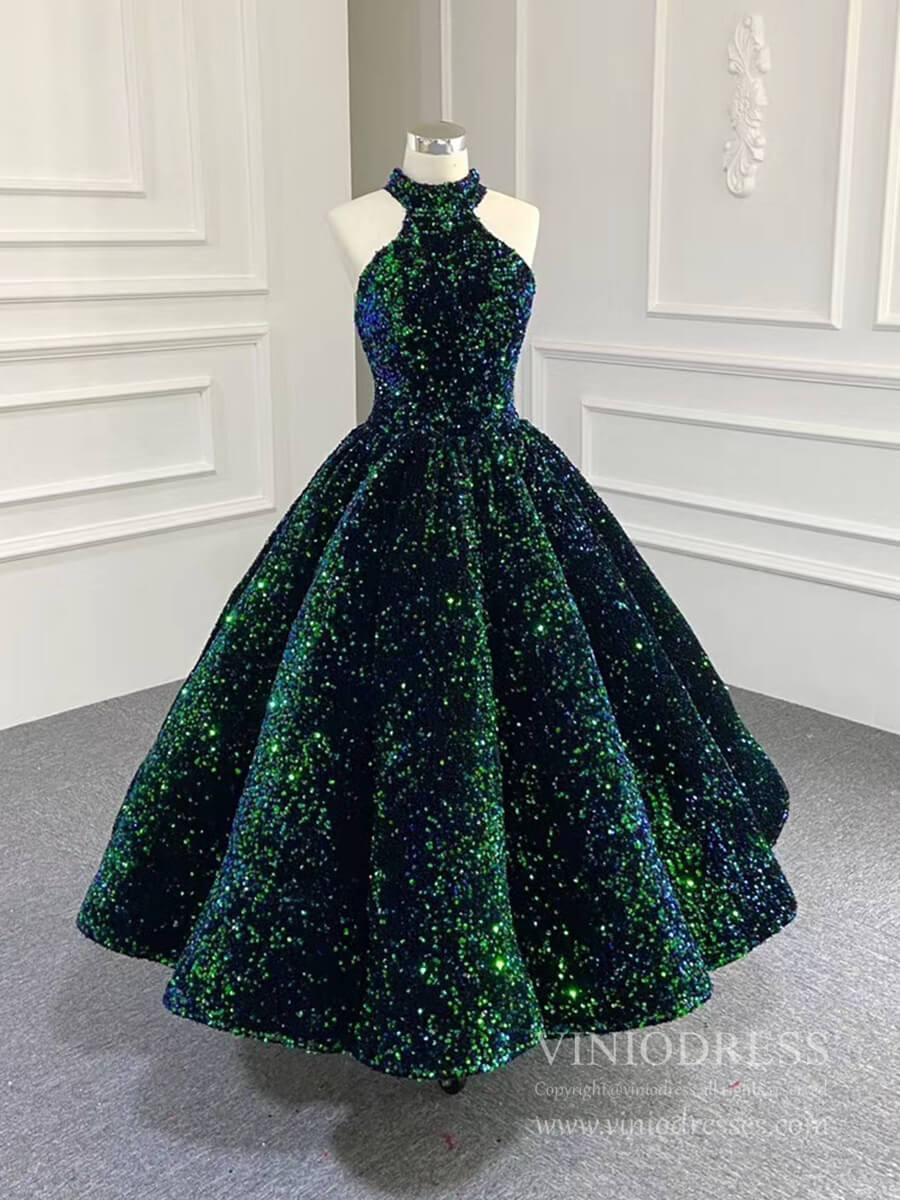 Midi Cocktail Dresses for Women Shiny Green Prom Dress 66991-prom dresses-Viniodress-Green-Custom Size-Viniodress