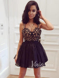 Mini Little Black Homecoming Dresses with Straps SD1106-homecoming dresses-Viniodress-Viniodress