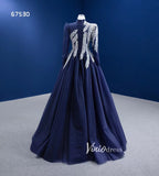 Modest High Neck Ball Gown Long Sleeve Formal Dresses 67530-prom dresses-Viniodress-Viniodress