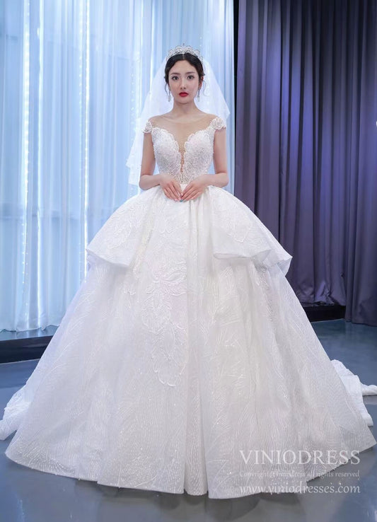 Modest Lace Ball Gown Wedding Dresses Viniodress 67306-wedding dresses 2025 -Viniodress-As Picture-Custom Size-