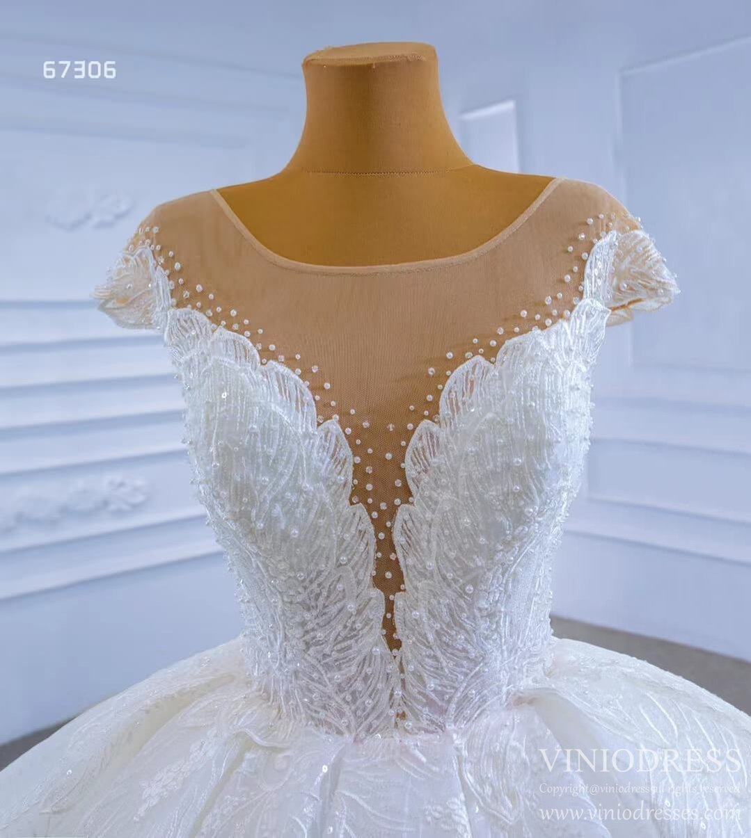 Modest Lace Ball Gown Wedding Dresses Viniodress 67306-wedding dresses 2025 -Viniodress-As Picture-Custom Size-