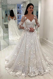 Modest Long Sleeve Floral Lace Wedding Dresses VW1053