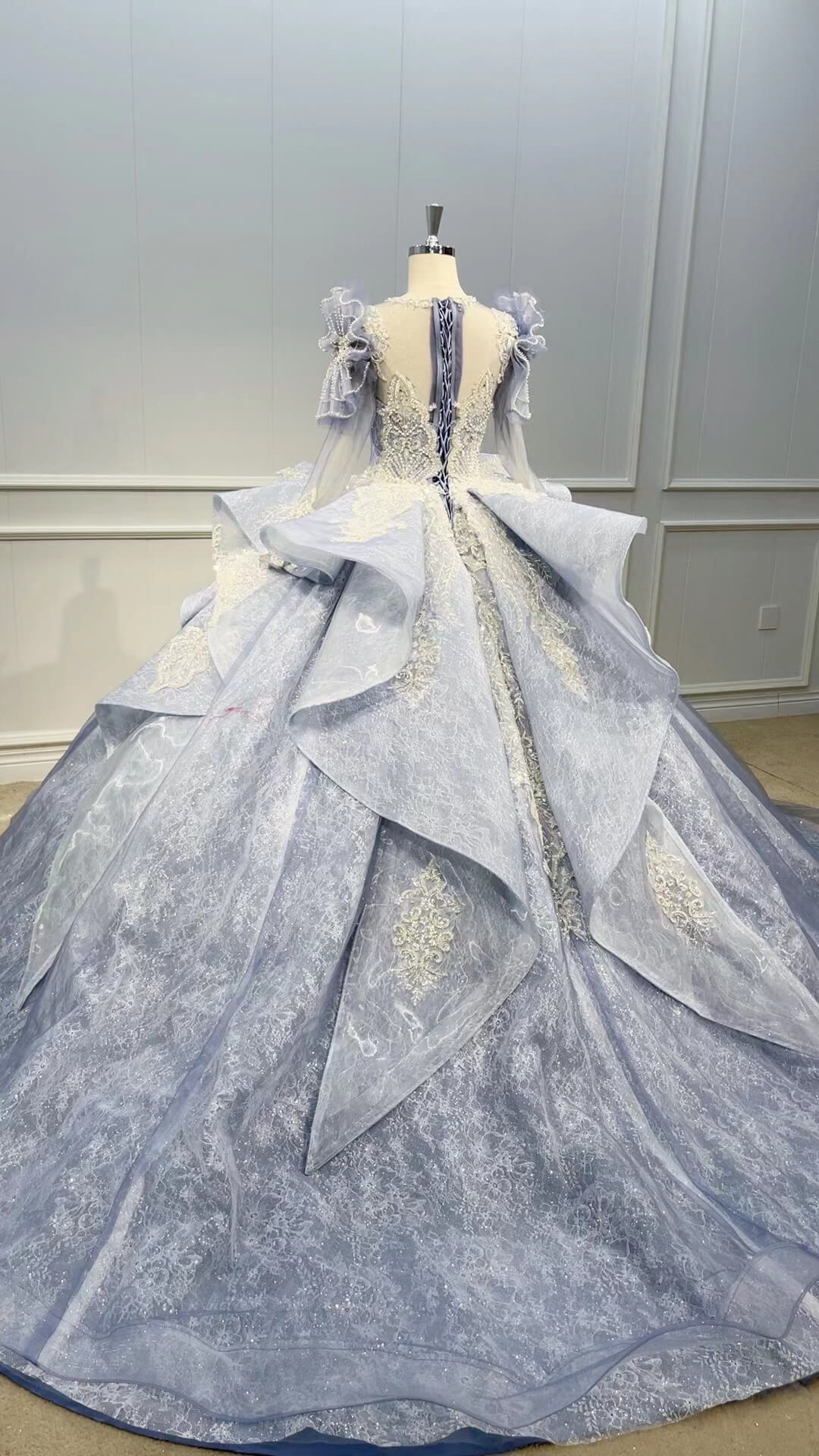 Modest Long Sleeve Wedding Dress Dusty Blue Ball Gowns 510092 viniodress-Quinceanera Dresses 2025 -Viniodress-Dusty Blue-US 2-