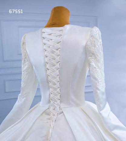 Modest Wedding Dresses Long Sleeve Ball Gown 67551-wedding dresses 2025 -Viniodress-Ivory-Custom Size-