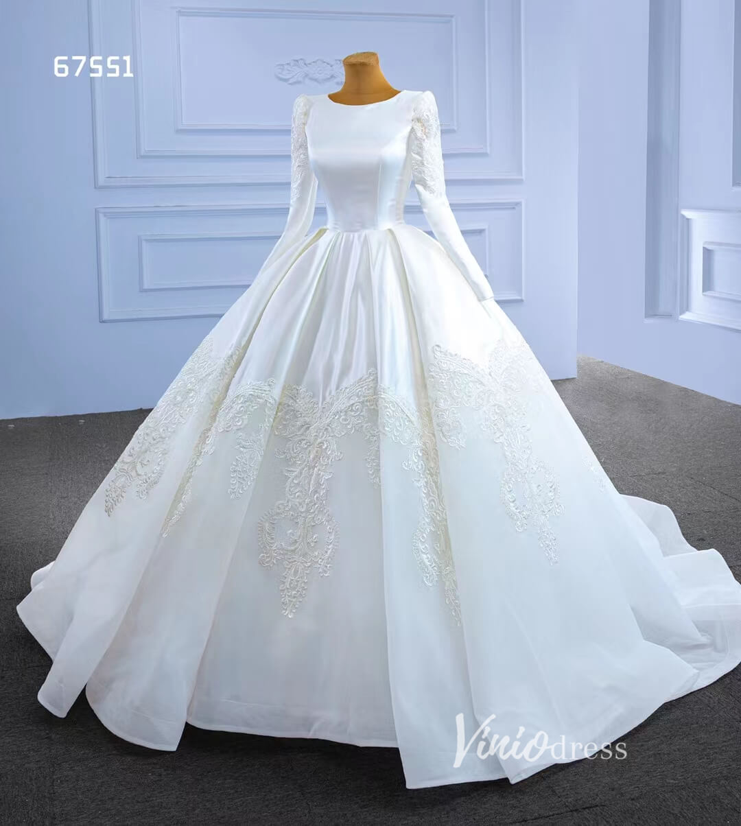 Modest Wedding Dresses Long Sleeve Ball Gown 67551 Viniodress Modest Wedding Dresses Long Sleeve Ball Gown 67551 Viniodress
