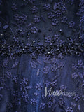 Navy Blue Lace Mother of the Bride Dresses with Sleeves FD1520-formal dresses-Viniodress-Viniodress