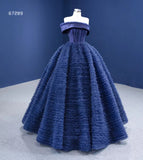 Navy Blue Ruffled Ball Gown Strapless Quinceanera Dresses 67289 viniodress-Quinceanera Dresses-Viniodress-Viniodress