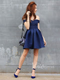 Off Shoulder Navy Blue Homecoming Dresses Short SD1093-homecoming dresses-Viniodress-Viniodress