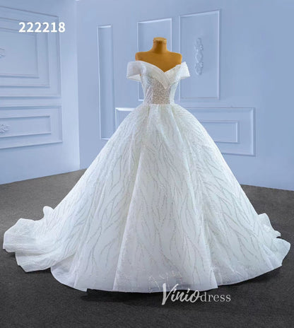 Off the Shoulder Ball Gown Wedding Dresses 222218-wedding dresses 2025 -Viniodress-Ivory-Custom Size-