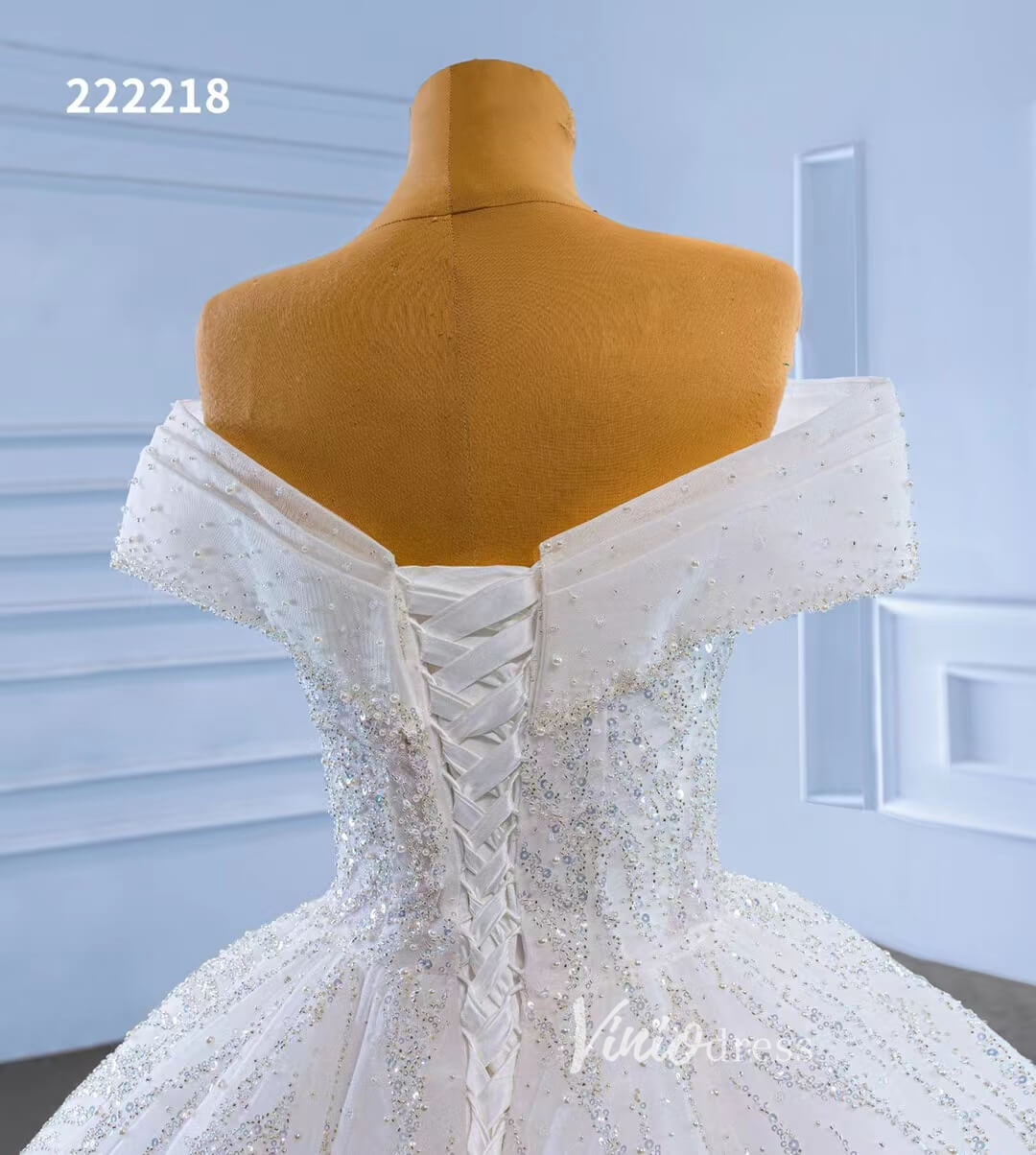 Off the Shoulder Ball Gown Wedding Dresses 222218-wedding dresses 2025 -Viniodress-Ivory-Custom Size-