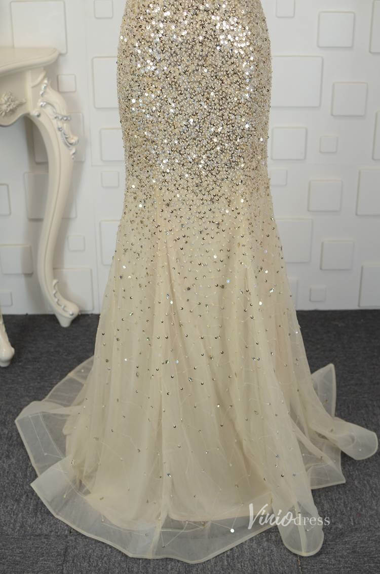 Off the Shoulder Beaded Prom Dress Sheath Evening Dress FD2667-prom dresses-Viniodress-Viniodress