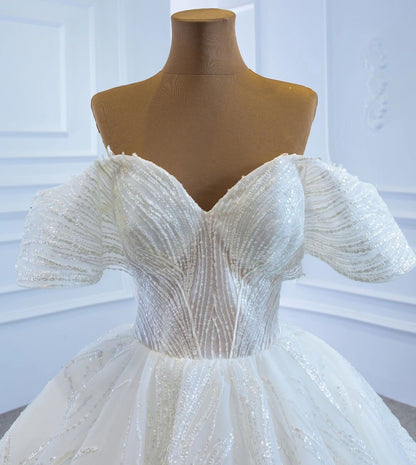 Off the Shoulder Lace Wedding Dresses Princess Ball Gown VW1797-wedding dresses 2025 -Viniodress-As Picture-Custom Size-