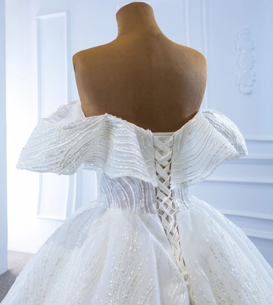 Off the Shoulder Lace Wedding Dresses Princess Ball Gown VW1797-wedding dresses 2025 -Viniodress-As Picture-Custom Size-