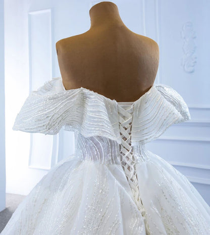 Off the Shoulder Lace Wedding Dresses Princess Ball Gown VW1797-wedding dresses 2025 -Viniodress-As Picture-Custom Size-