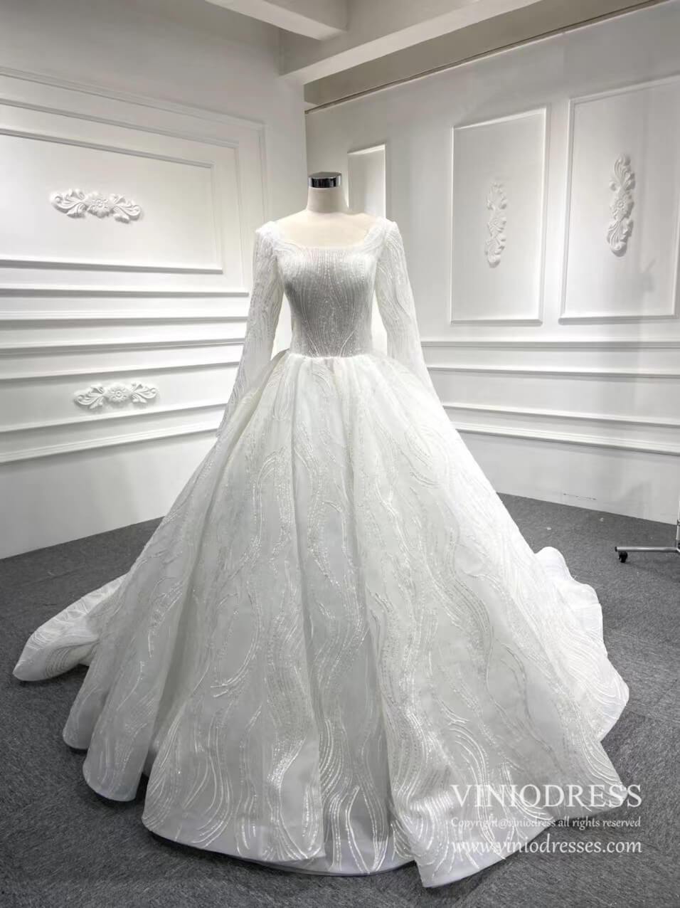 Off the Shoulder Lace Wedding Dresses Princess Ball Gown VW1797-wedding dresses 2025 -Viniodress-As Picture-Custom Size-