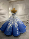 Off the Shoulder Ombre Blue Ball Gowns for Debutante 66698 viniodress-Quinceanera Dresses-Viniodress-Viniodress