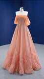 Off the Shoulder Peach Prom Dress 2022 A-line 67393 viniodress-prom dresses-Viniodress-Viniodress