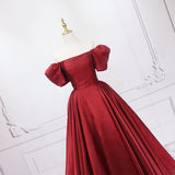 Off the Shoulder Red Organza Prom Dresses 2022-Prom Dresses-VINIODRESS-Viniodress