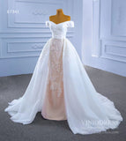 Off the Shoulder Sheath Overskirt Wedding Dresses 67341-wedding dresses-Viniodress-Viniodress