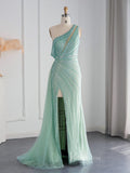 One Shoulder Beaded Prom Dresses High Slit 1920s Evening Dress 20078