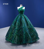 One Shoulder Emerald Green Ball Gown Wedding Dresses 67509-Quinceanera Dresses-Viniodress-Viniodress