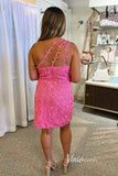 One Shoulder Lace Bodycon Homecoming Dresses Mini Cocktail Dress SD1240D-homecoming dresses-Viniodress-Viniodress