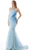 One Shoulder Light Blue Sequin Prom Dress Evening Dresses FD2497-prom dresses-Viniodress-Viniodress