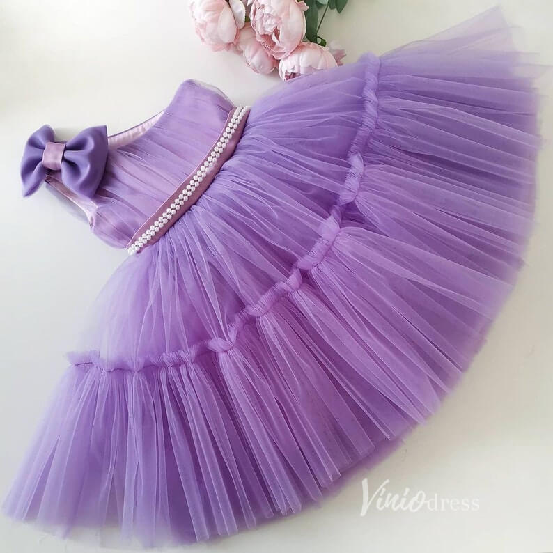 One Shoulder Purple Tulle Flower Girl Dress GL1113B-flower girl dresses-Viniodress-Purple-Custom Size-Viniodress