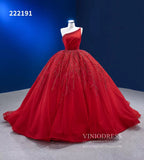 One Shoulder Red Ball Gowns Wedding Dresses 222191-Quinceanera Dresses-Viniodress-Viniodress