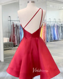 One Shoulder Red Floral Appliquéd Homecoming Dresses SD1011-homecoming dresses-Viniodress-Viniodress