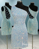 One Shoulder Sequin Bodycon Homecoming Dresses Mini Cocktail Dress SD1592