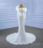 Pearl Beaded Mermaid Wedding Dress 67410 Viniodress-wedding dresses-Viniodress-Viniodress