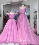 Pink 3D Flower Prom Dresses Pleated A-Line Evening Dress FD3104-prom dresses-Viniodress-Viniodress